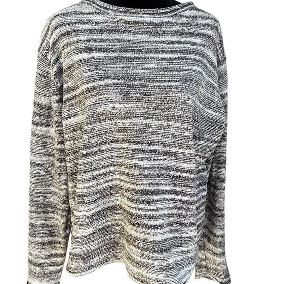 Columbia sweater, brown and cream, long sleeve, stripe women's size L - Picture 1 of 8
